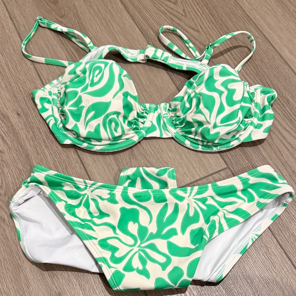 green floral bikini set
